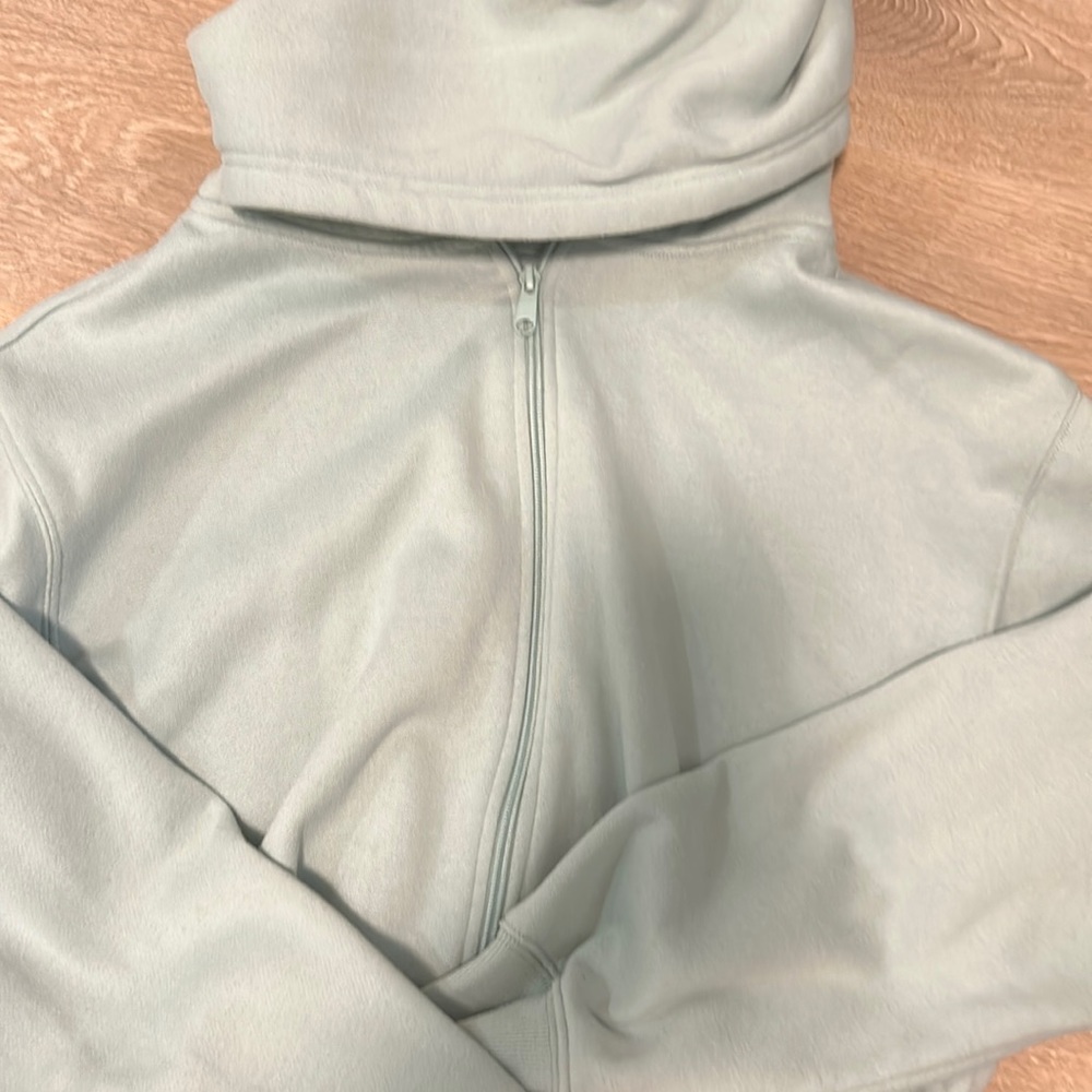 cropped teal hoodie